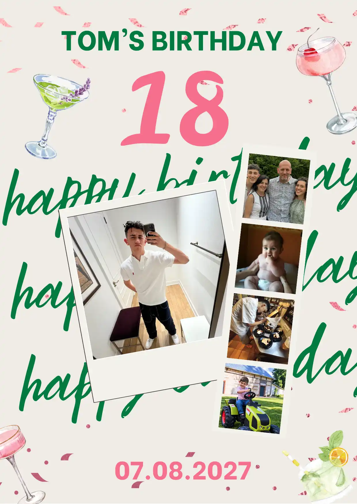 Invitation 18 ans Tom - Recto