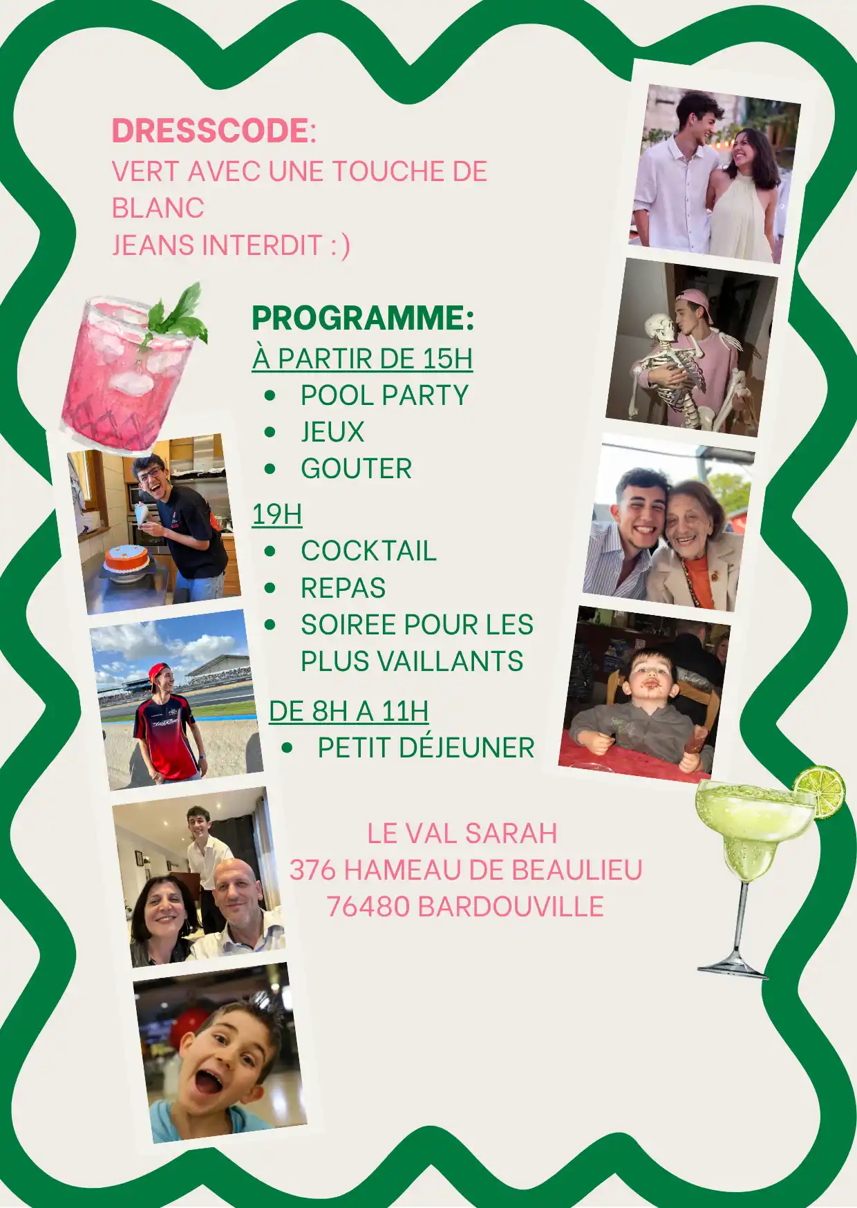 Invitation 18 ans Tom - Programme & Dresscode